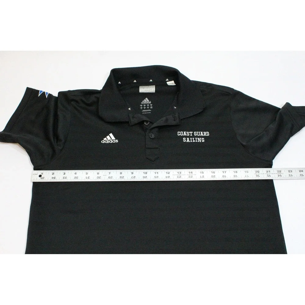 Adidas Mens Coast Guard Sailing Polo Shirt Black Performance Short Sleeve M
